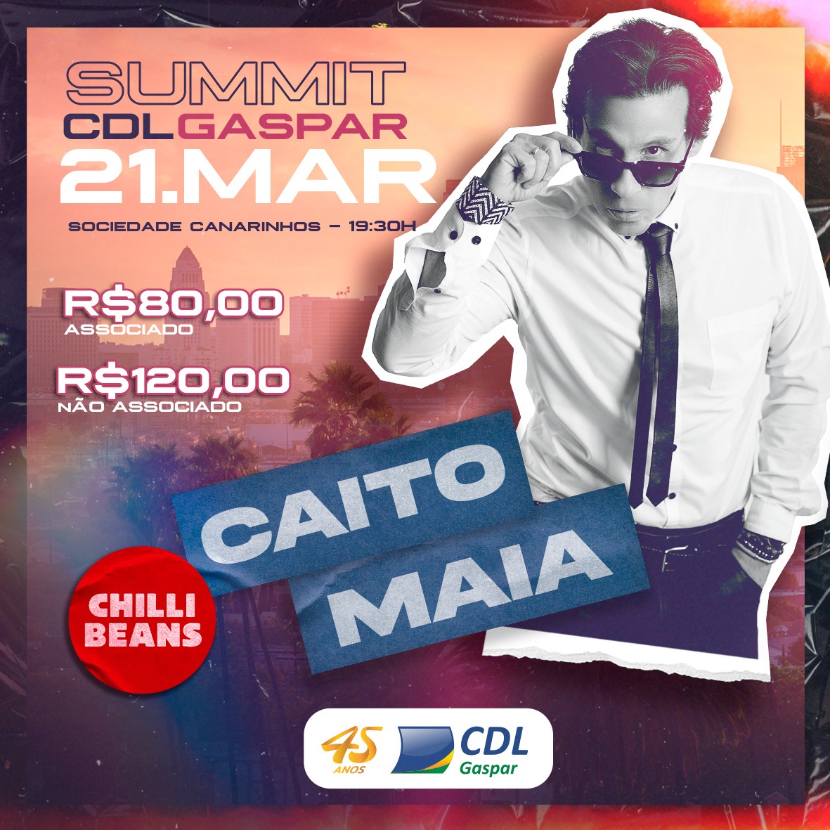 Caito Maia, é o palestrante do Summit CDL Gaspar
